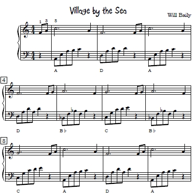 Village by the Sea Sheet Music and Sound Files for Piano Students
